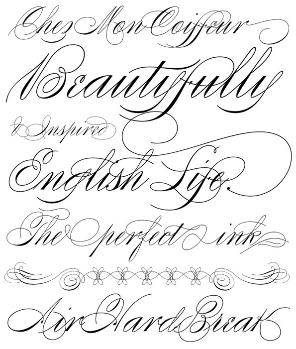feminine cursive tattoo fonts