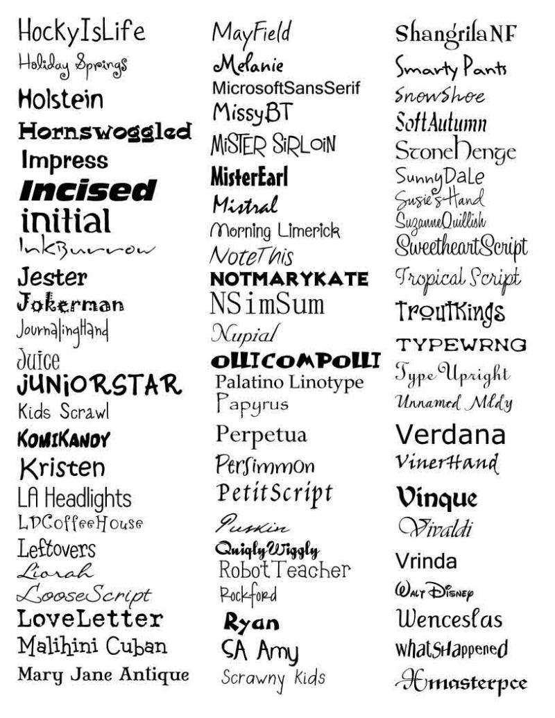 8 Microsoft Word Font Samples Images Microsoft Word Font Styles Microsoft Office Fonts List 