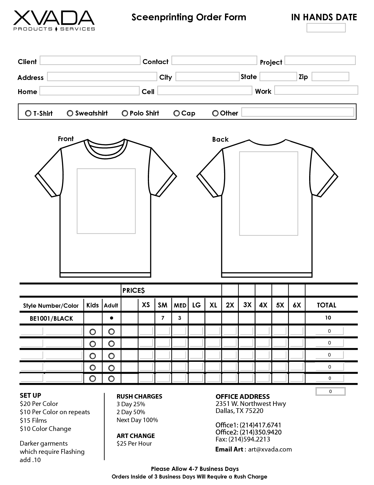 18 Free Template For Shirt Orders Images Free T Shirt Order Form