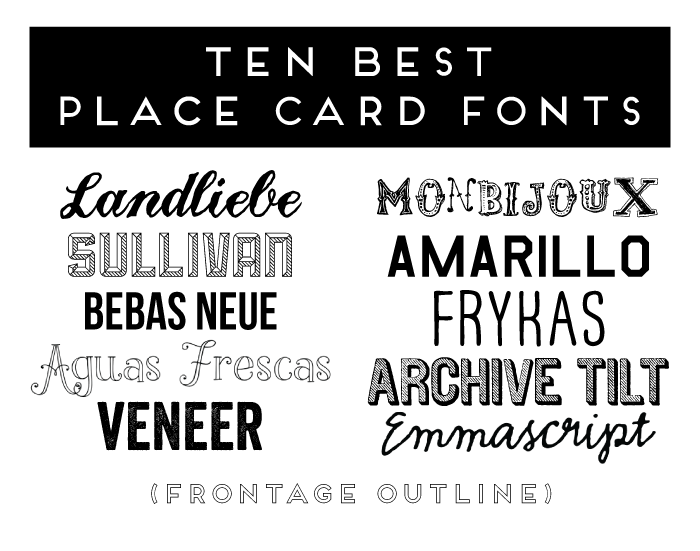 Place Card Fonts