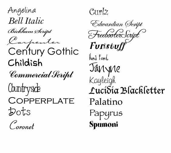 HTML Font Styles List