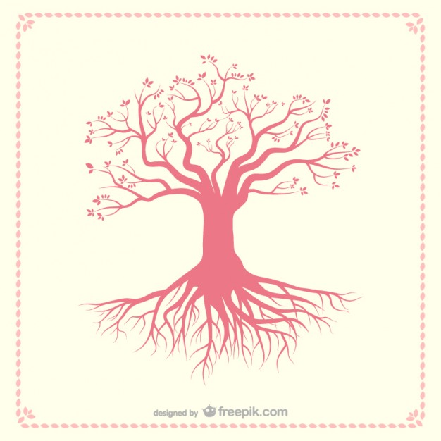 Tree with Roots Silhouette Vector