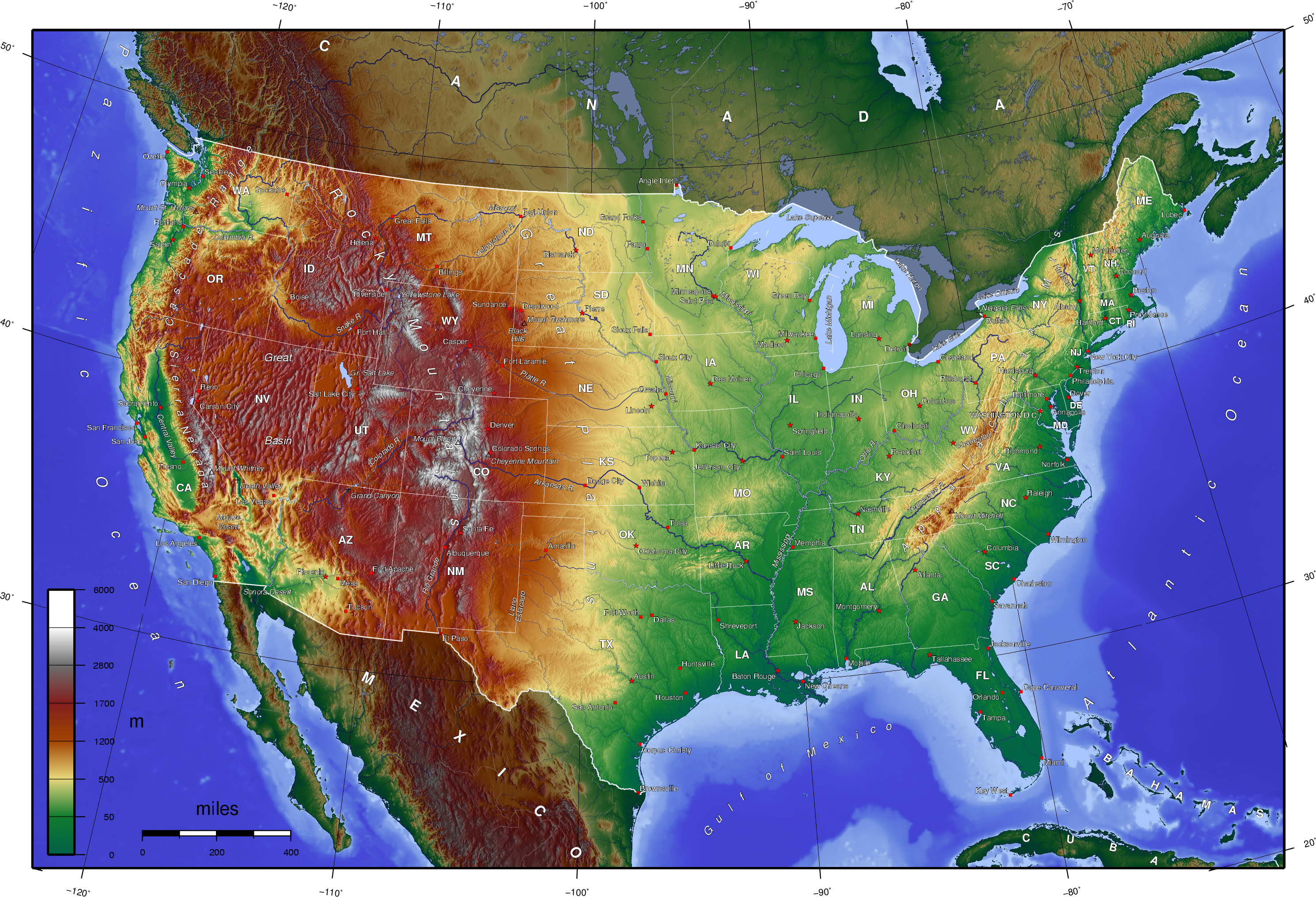 United States Map Topography