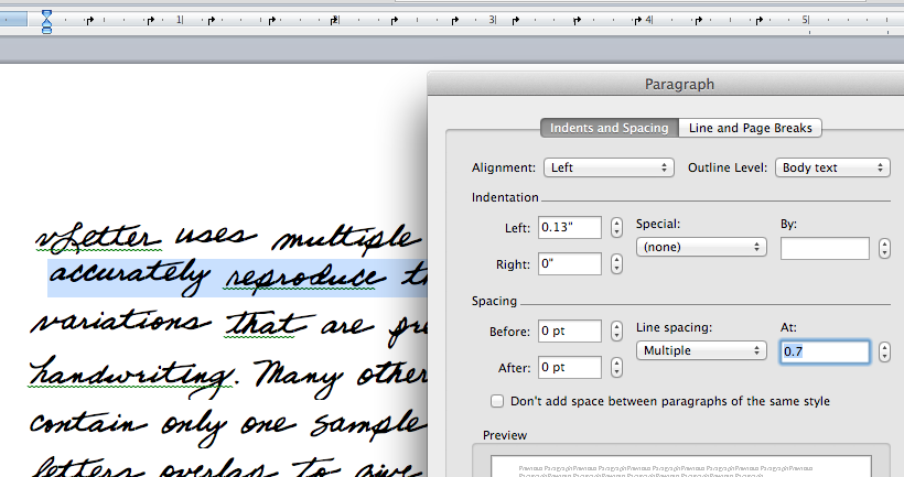 cursive font in ms word