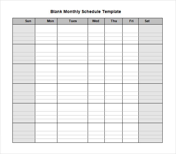 work schedule monthly templates free