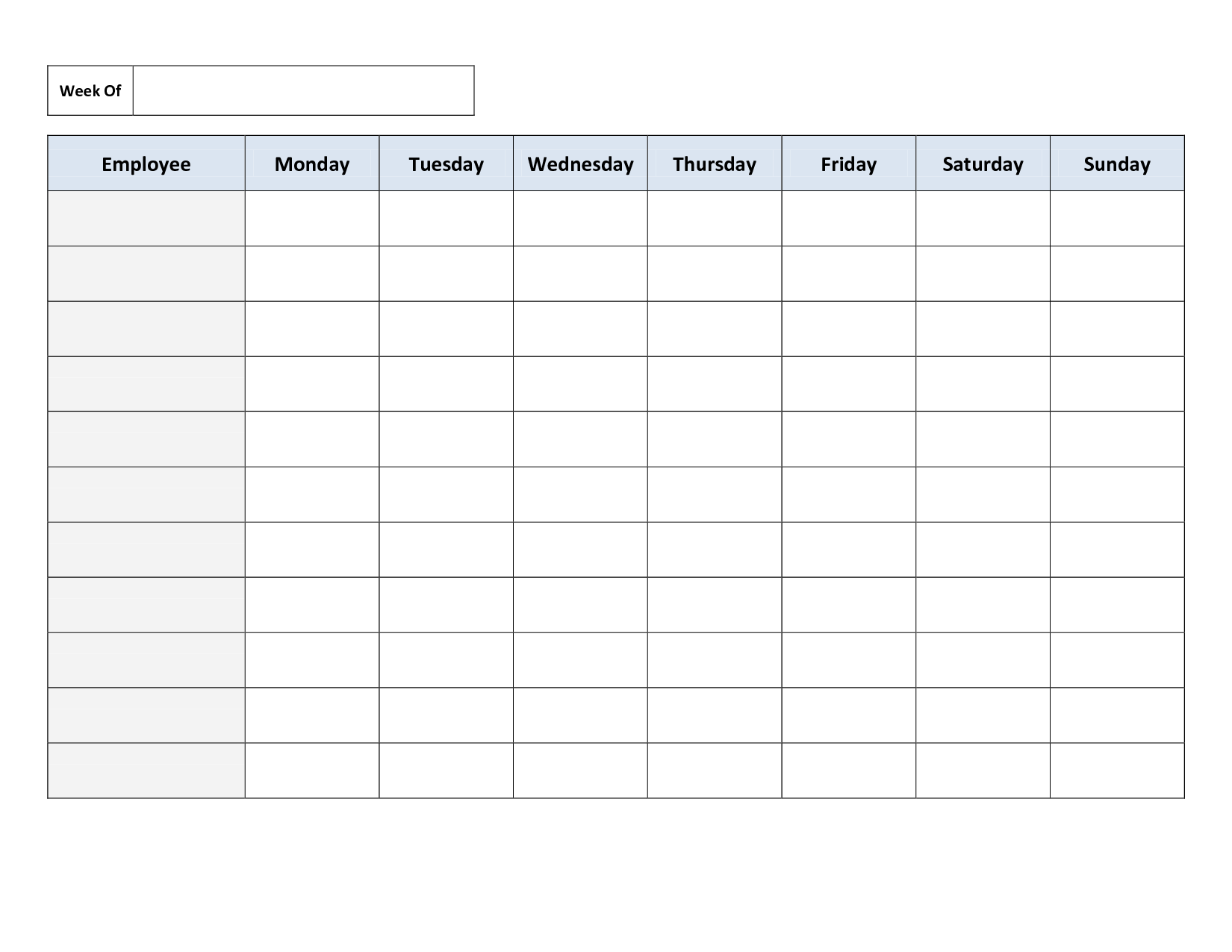 18 Blank Weekly Employee Schedule Template Images Blank Weekly Work 