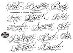 gangster tattoo fonts cursive