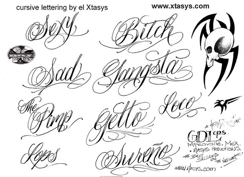 gangster tattoo fonts and lettering