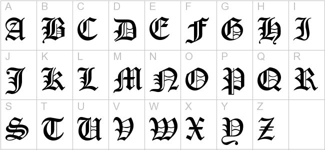 German Gothic Font Alphabet