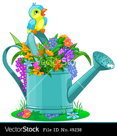 Can Watering Flowers Clip Art