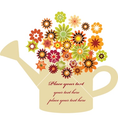 Flowers with Watering Can Clip Art