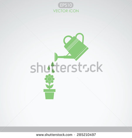 Flowers with Watering Can Icon