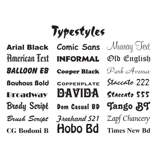 different types of text styles