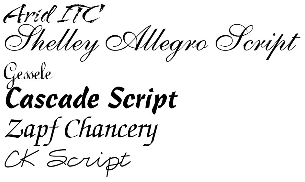 8 Script Style Font Sample Images Script Font Styles Most Popular 