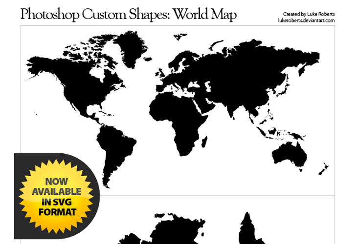 World Map for Custom Shapes Photoshop