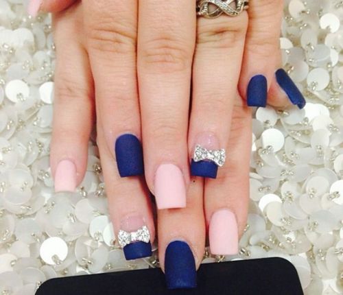 Navy Blue Matte Nails