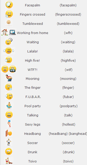 skype emojis codes