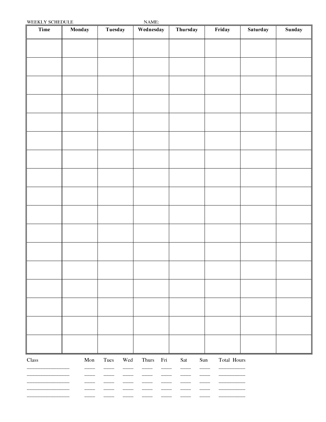 free printable work schedule sheets