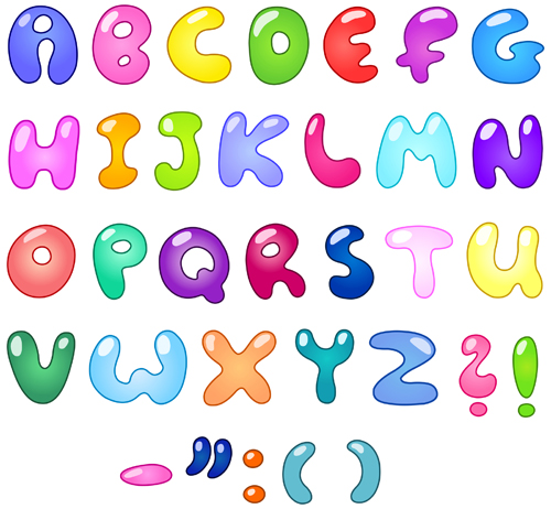 word clipart as bubble letters font