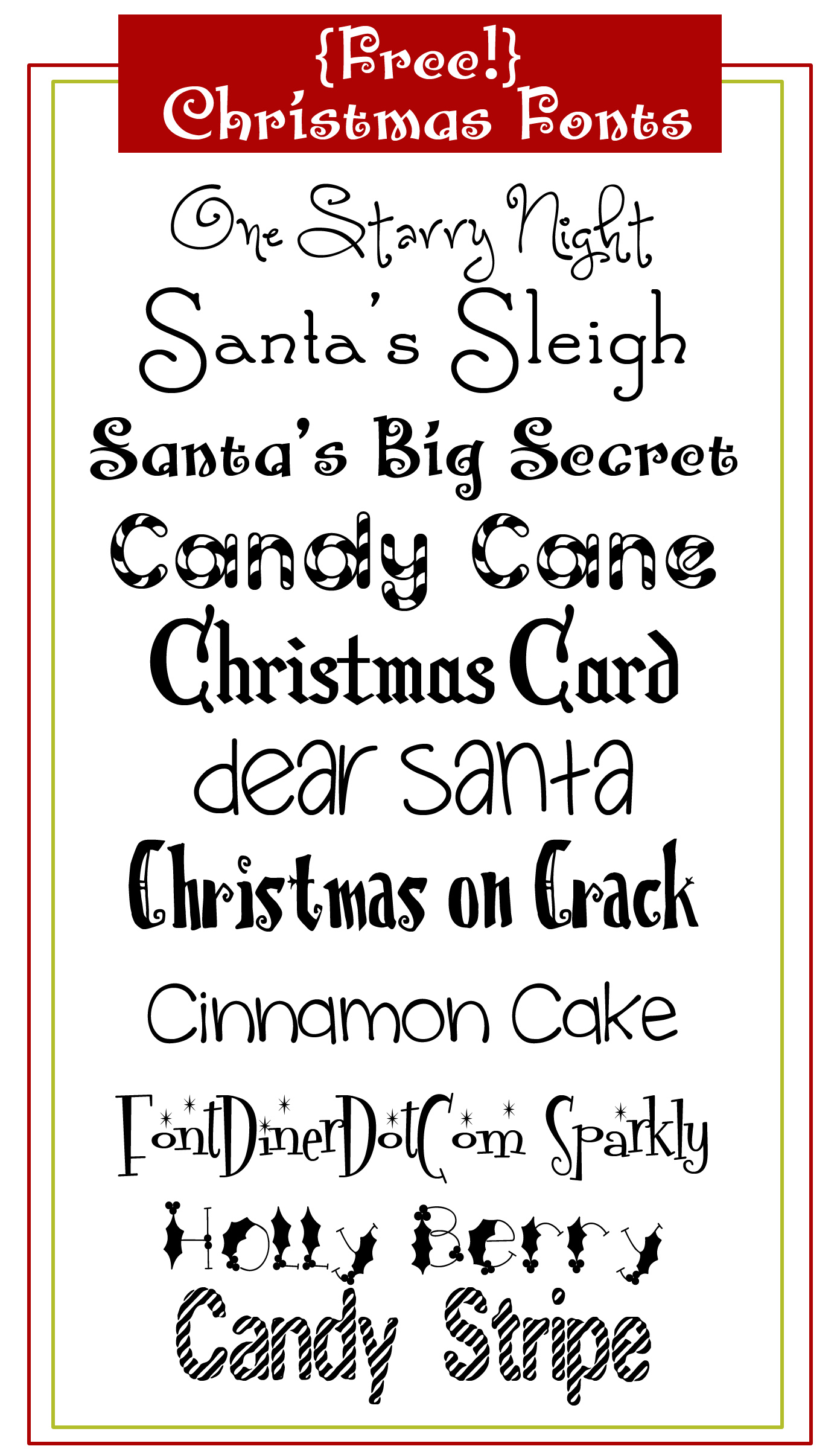 9 Christmas Font TrueType Images