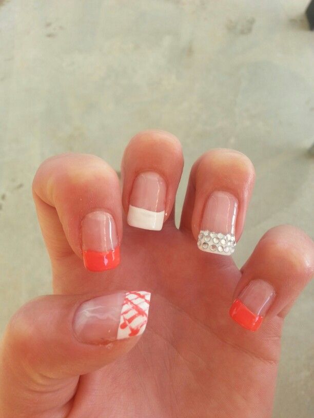 Coral and White Nails Designs