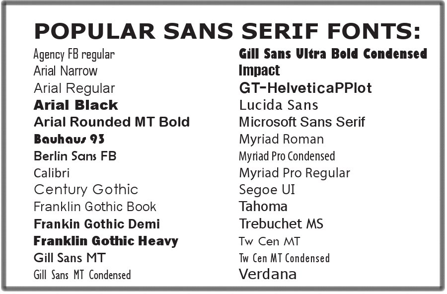 font names with examples